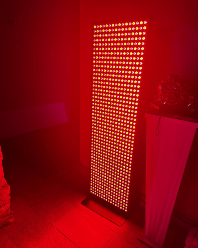 EXESAS panel illuminated from front showing LED array in full operation
