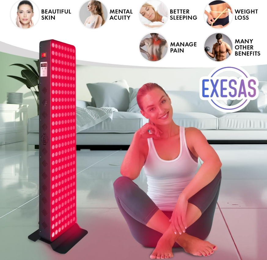 EXESAS panel running in doorway/hallway setup, full illumination visible